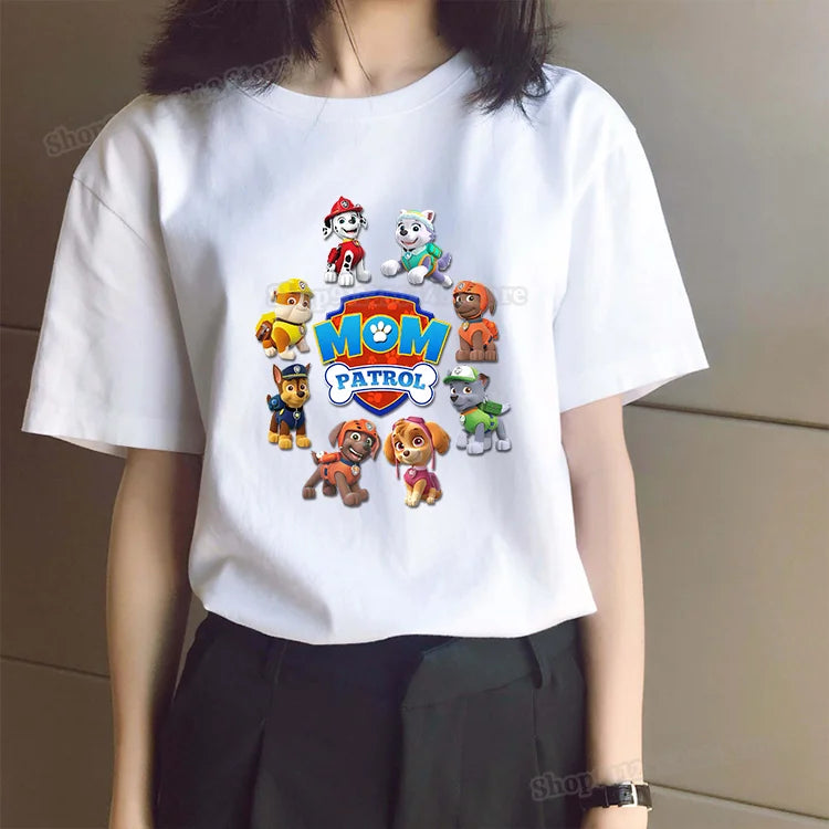 Cartoon Paw Patrol Dad & Mum Graphic T-Shirts – Matching Summer Outfits for Couples & Parents - Image 3
